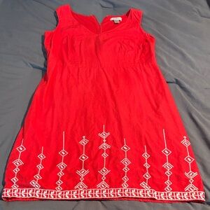 LOFT Red Mini Dress with White Accents